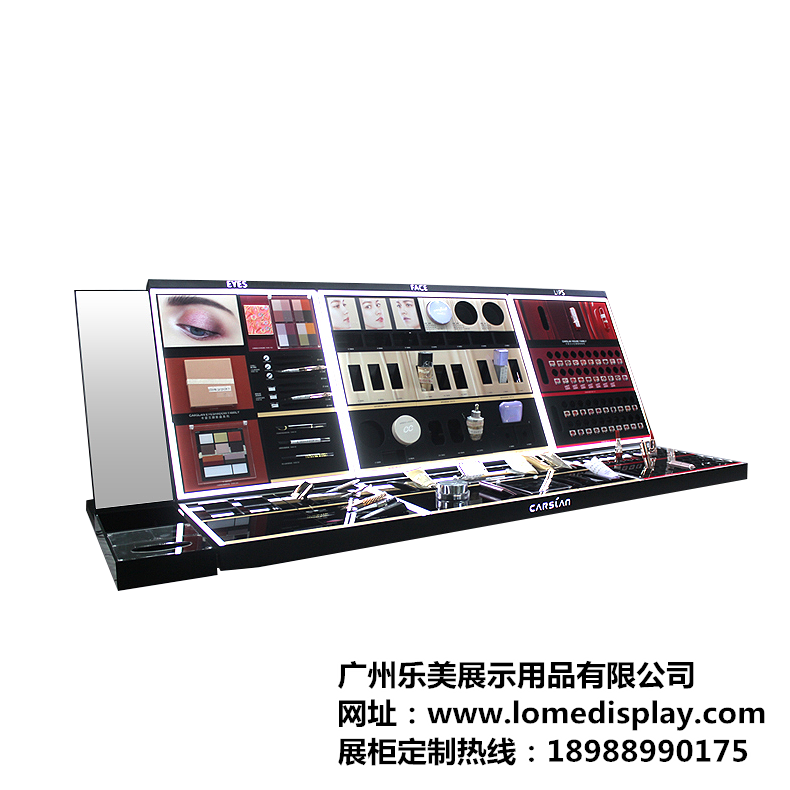 品牌定制商场专用亚克力化妆品展示台口红眉笔粉底眼影收纳台陈列可定制彩妆面板