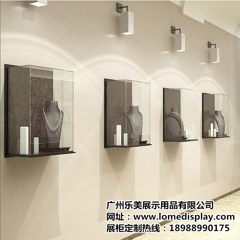 商场店铺简约高端奢华不锈钢项链展柜钻石珠宝展柜可定制
