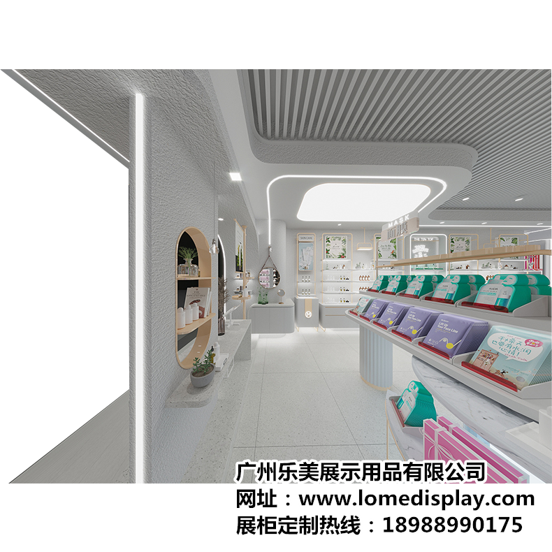 广州厂家定制化妆品展柜-白色可定制靠墙-商场美容院护肤品展柜