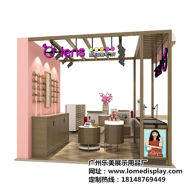 广州厂家定制简约时尚美瞳展示架韩式木质烤漆美瞳柜