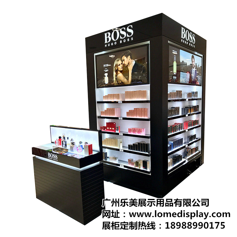 品牌定制化妆品展示柜-高端简约多层商场店铺专用化妆品背柜展示柜