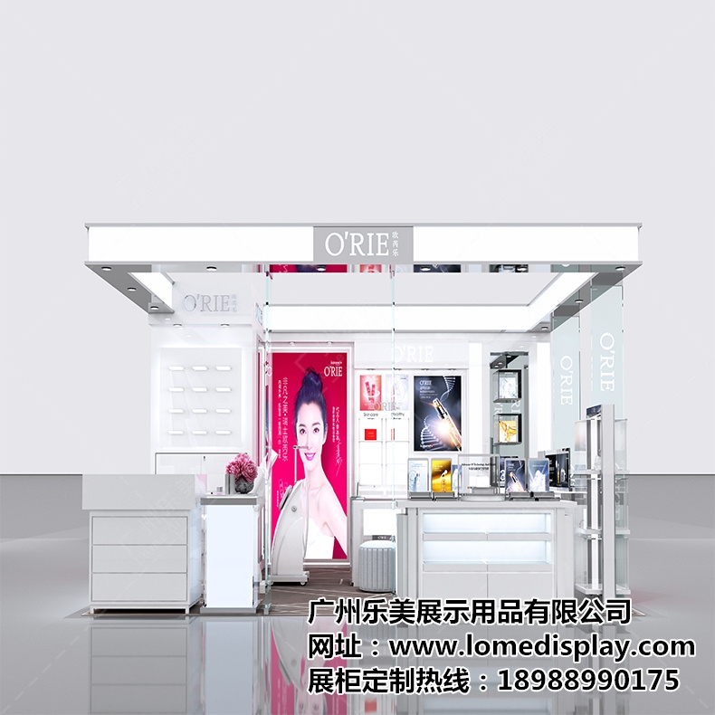 品牌定制木质烤漆化妆品护肤品展示柜-商场高端大气简约化妆品展示柜