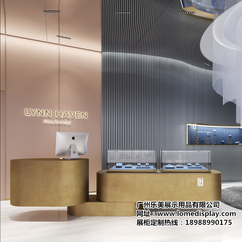 不锈钢不规则创意黄金钻石首饰金银手表展厅展柜广州厂家定制