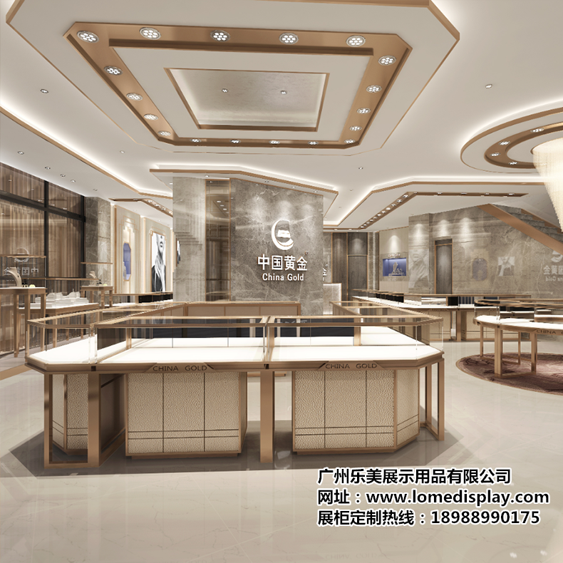 品牌定制不锈钢商场店铺高端简约时尚珠宝项链钻石黄金展厅展柜